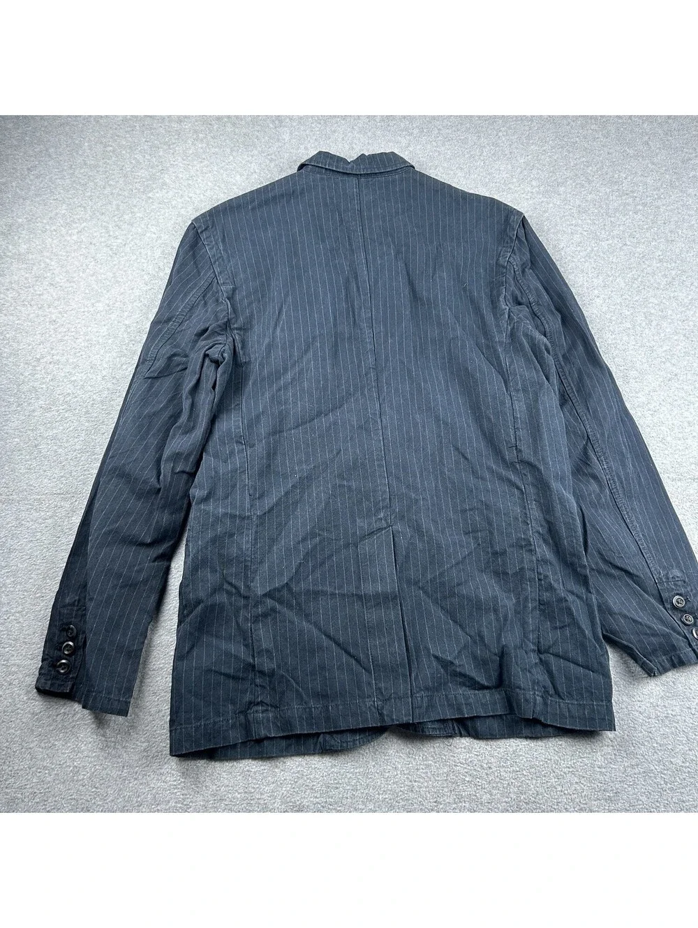 36/37 R (S) GAP Navy Blue Stripe Cotton 3 Btn Mens Jacket Sport Coat Blazer